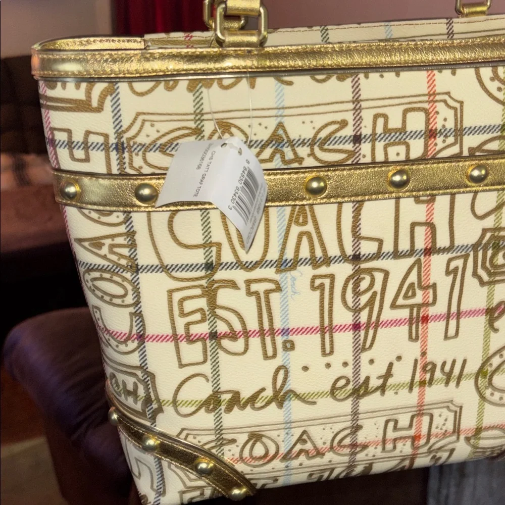 Coach 🆕 2009 Coach Heritage Tattersall Graffiti Tote  NWT Y2K limited